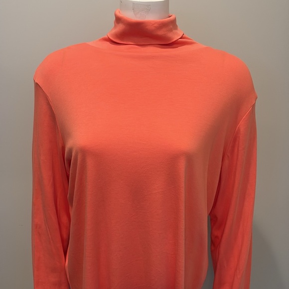 Winter Silks Coral Orange Turtleneck Top Size XL - Picture 2 of 8